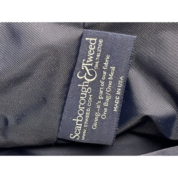 Scarborough & Tweed White Blue Large Drawstring Beach Bag Duffle Banker Gym Navy - Picture 9 of 12